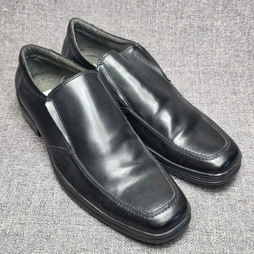 Steve Madden P-TRAIN Black Leather Slip On Loafers Dress Casual Shoes Men 8